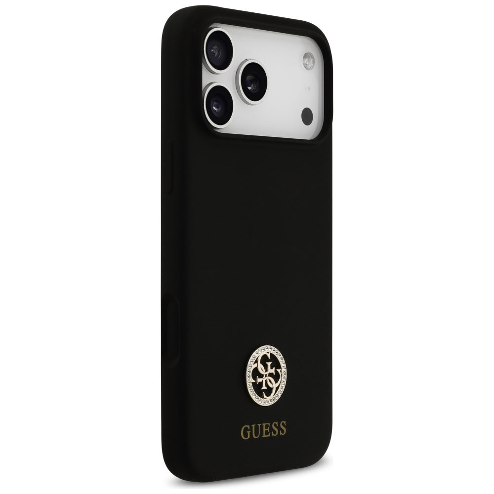 Capa Guess Silicone Logo Strass 4G MagSafe - iPhone 17 Pro Max - Preto