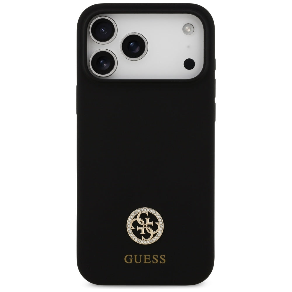 Capa Guess Silicone Logo Strass 4G MagSafe - iPhone 17 Pro Max - Preto