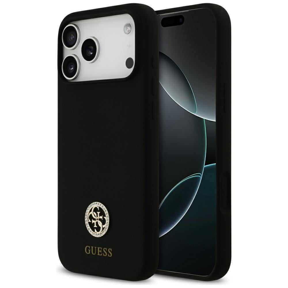 Capa Guess Silicone Logo Strass 4G MagSafe - iPhone 17 Pro Max - Preto