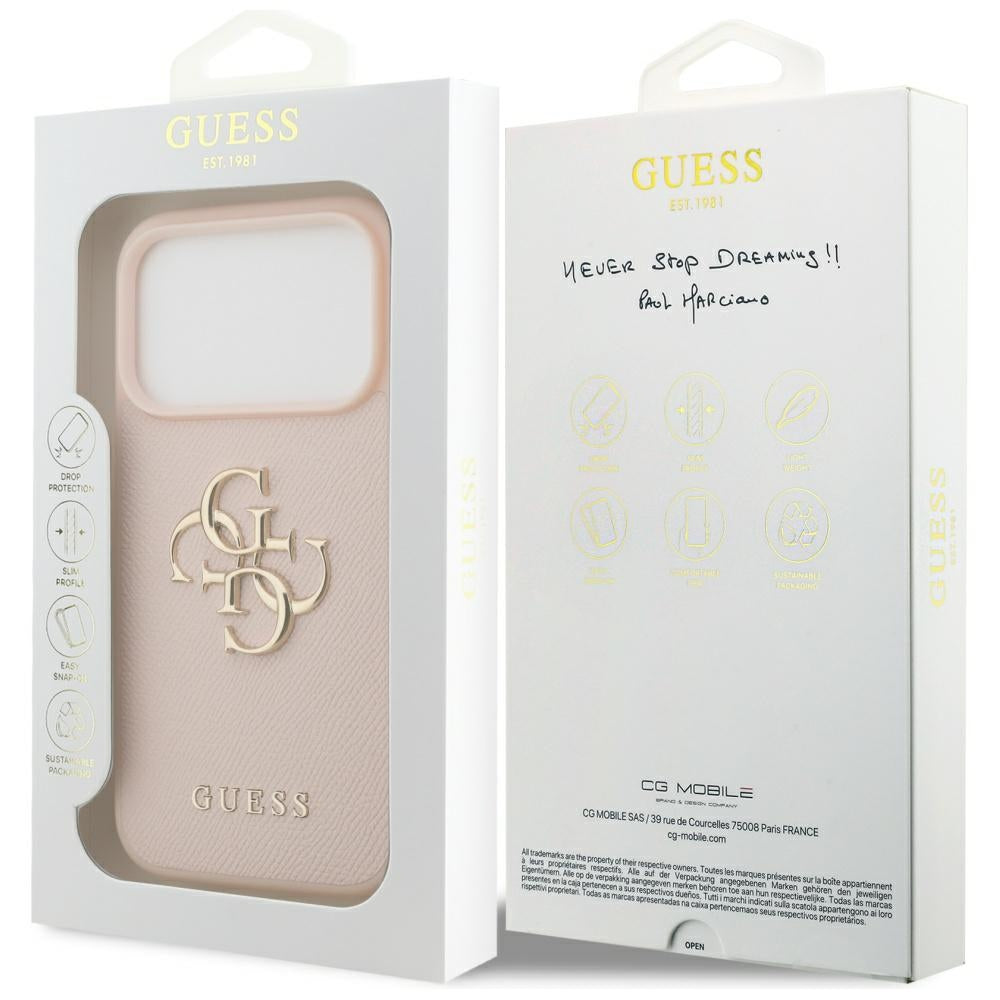 Capa Guess Hardcase 4G Grained Big and Classic Logo - iPhone 17 Pro - Rosa