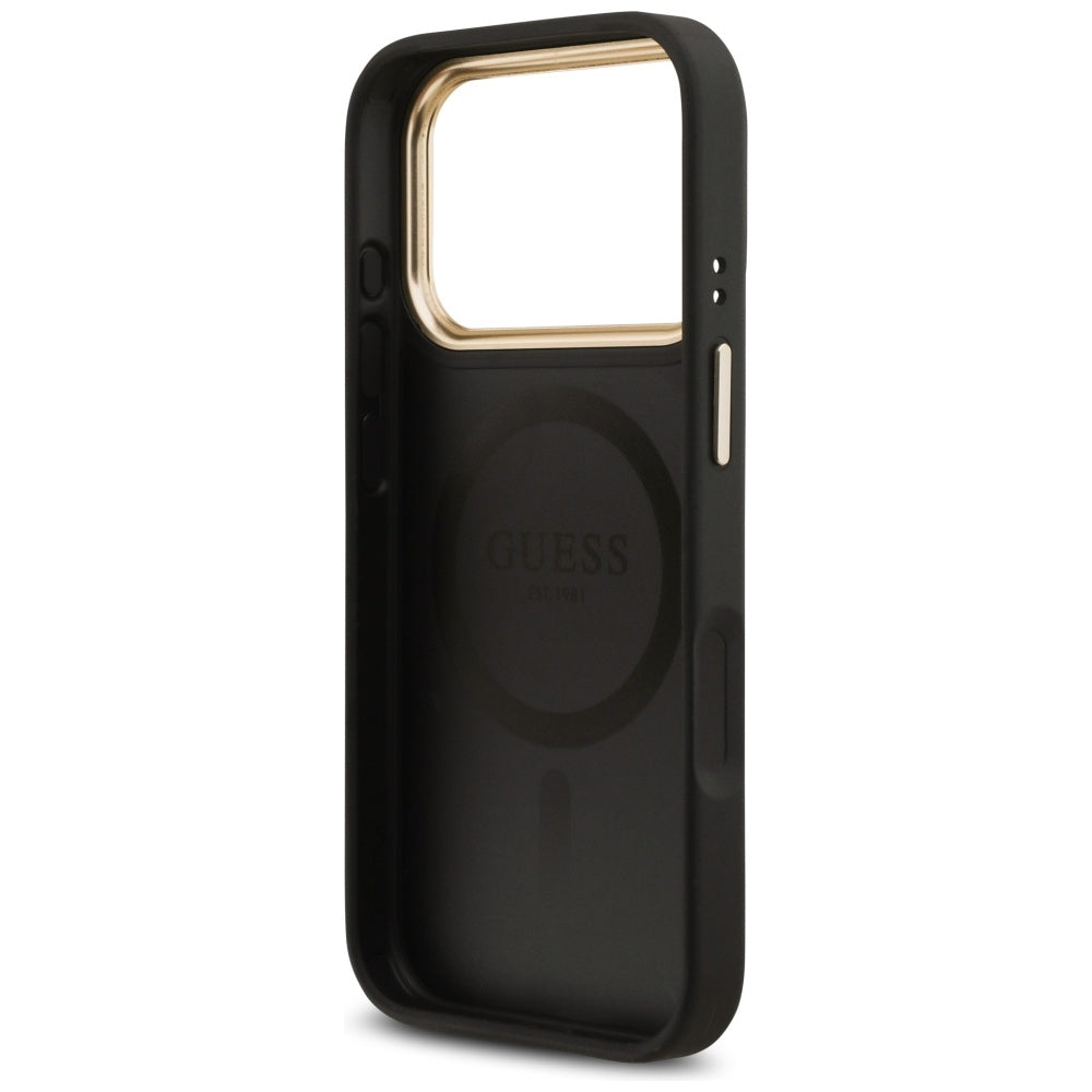 Capa Guess Grained Strass Logo MagSafe - iPhone 17 Pro - Preto
