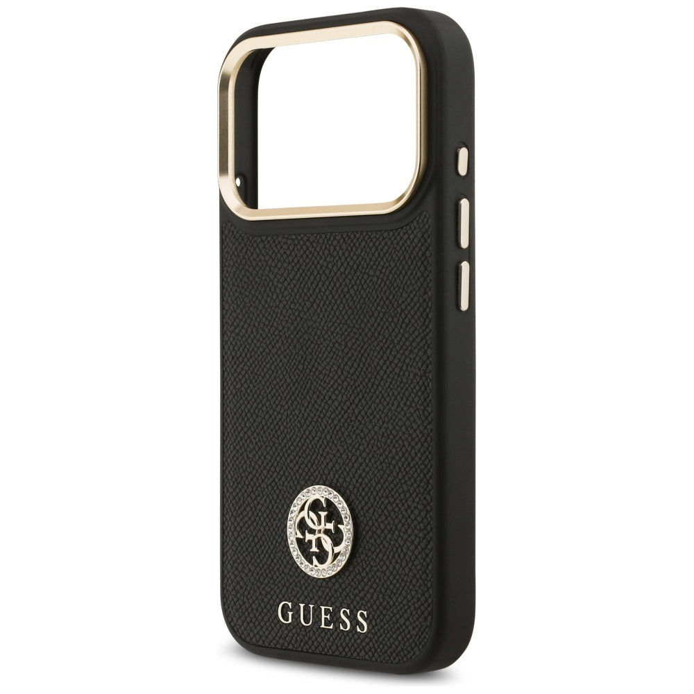 Capa Guess Grained Strass Logo MagSafe - iPhone 17 Pro - Preto
