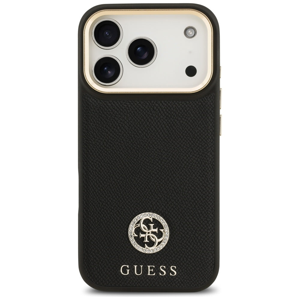 Capa Guess Grained Strass Logo MagSafe - iPhone 17 Pro - Preto