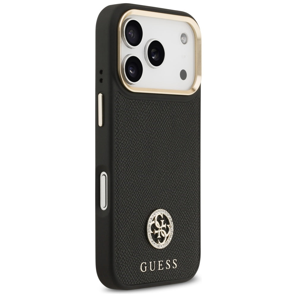 Capa Guess Grained Strass Logo MagSafe - iPhone 17 Pro - Preto