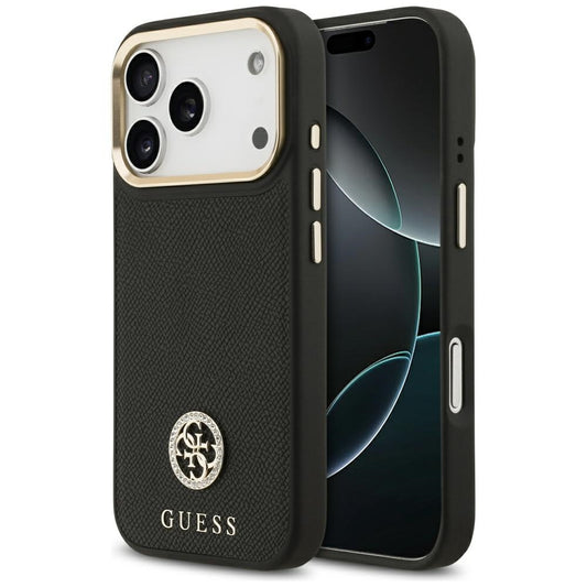 Capa Guess Grained Strass Logo MagSafe - iPhone 17 Pro - Preto