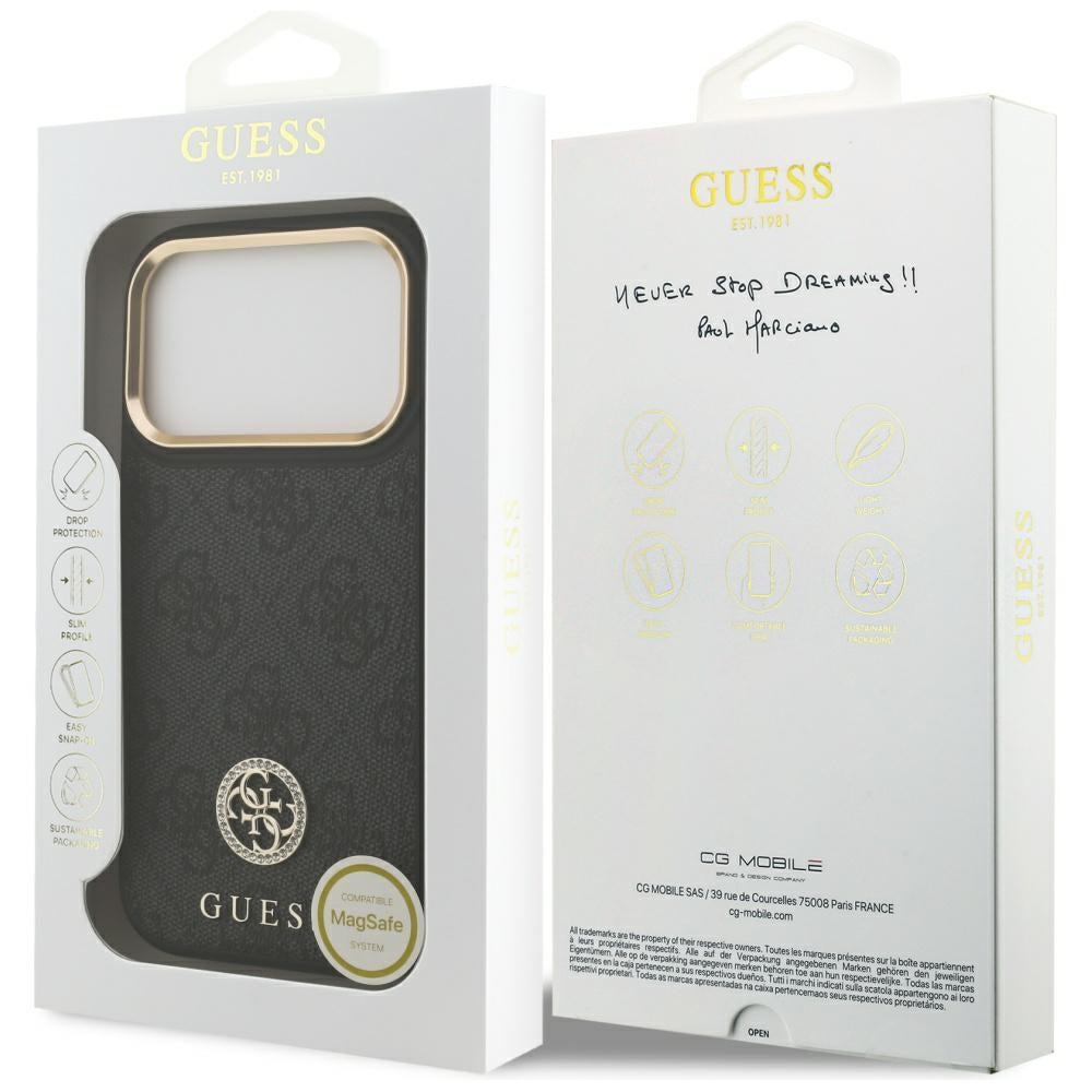 Capa Guess Hardcase 4G Strass Logo MagSafe - iPhone 17 Pro - Preto