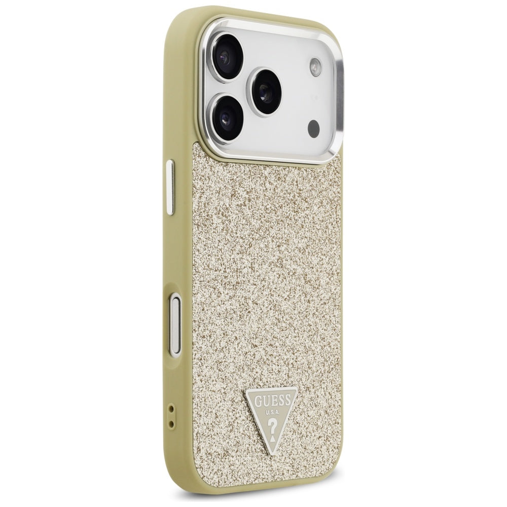 Capa Guess Glitter Triangle Logo MagSafe - iPhone 17 Pro - Dourado
