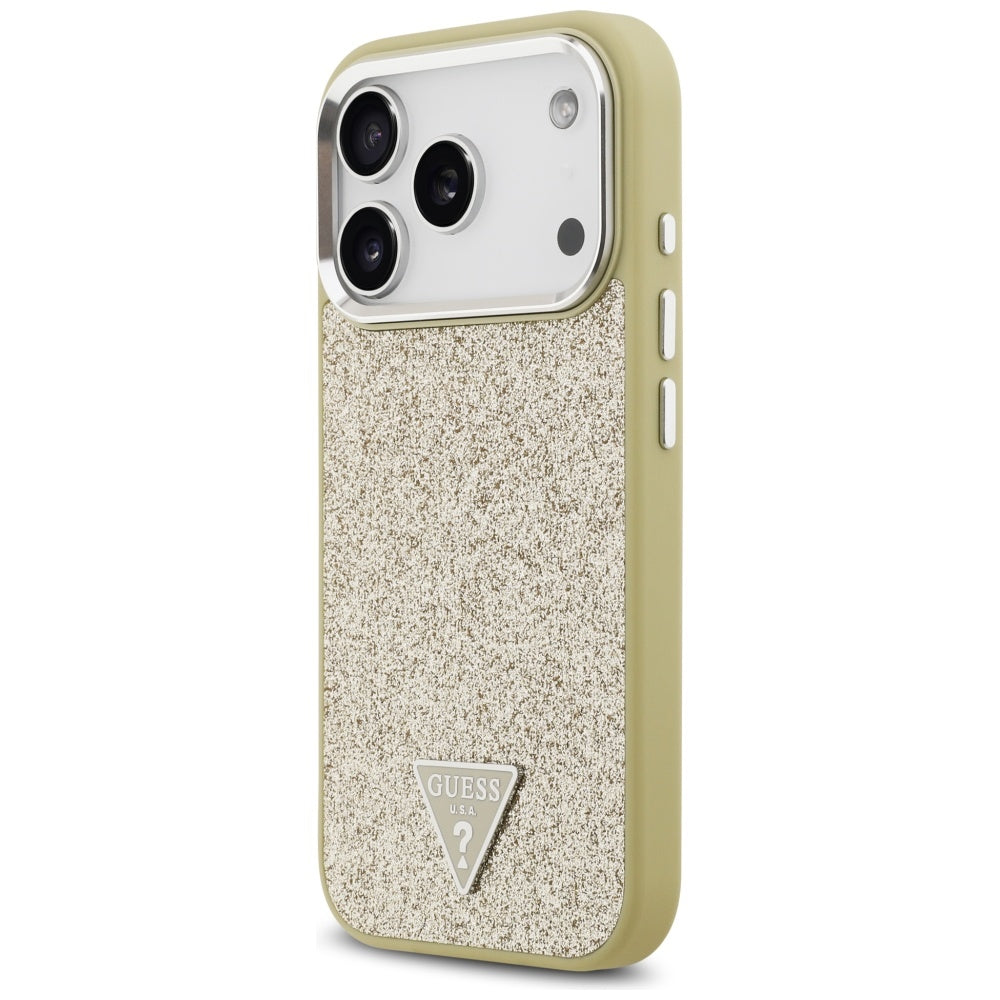Capa Guess Glitter Triangle Logo MagSafe - iPhone 17 Pro - Dourado