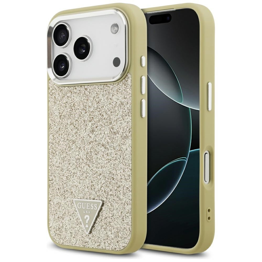 Capa Guess Glitter Triangle Logo MagSafe - iPhone 17 Pro - Dourado