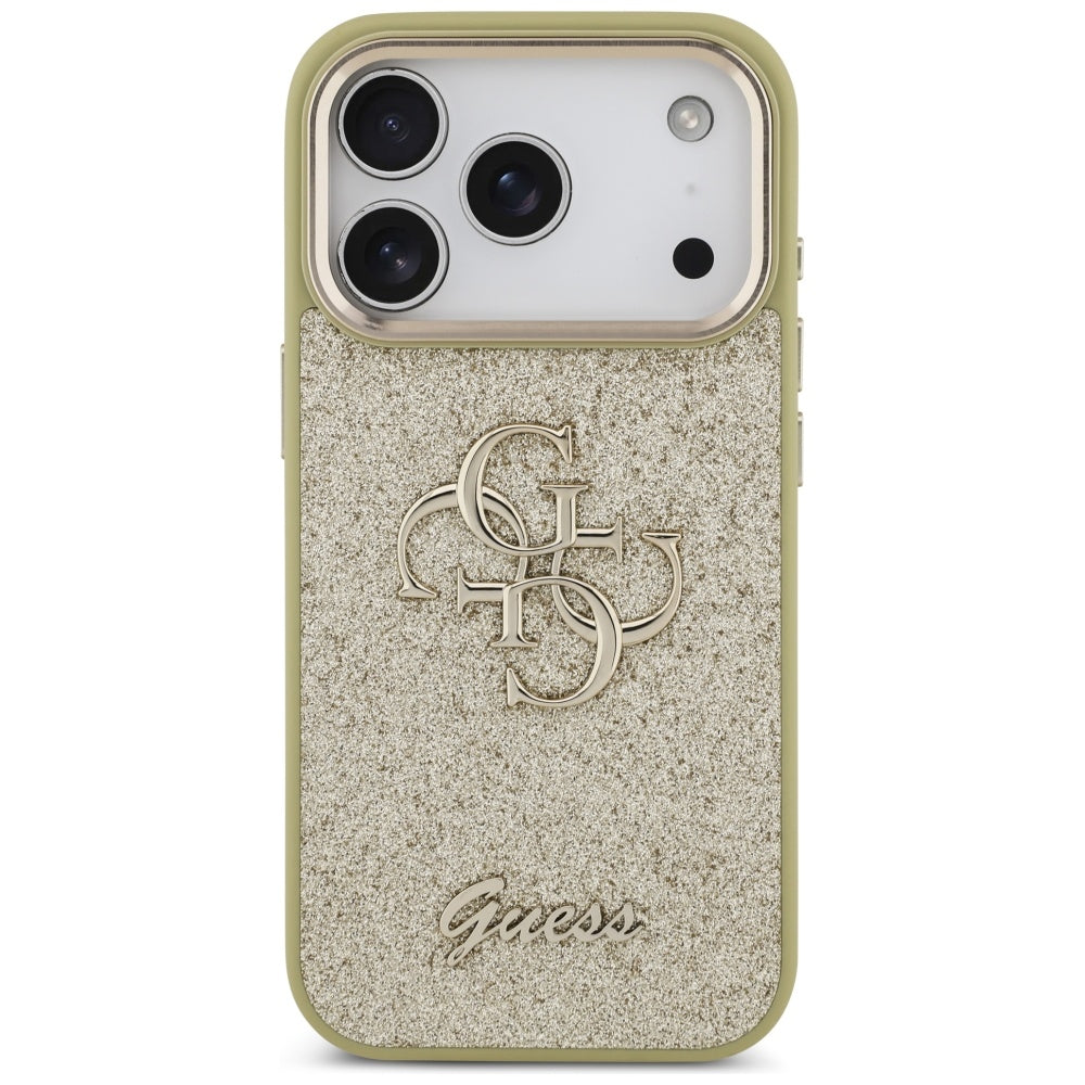 Capa Guess Fixed Glitter Big 4G Metal Frame - iPhone 17 Pro - Dourado