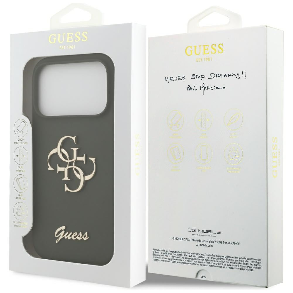 Capa Guess Silicone Big 4G Script - iPhone 17 Pro Max - Caqui