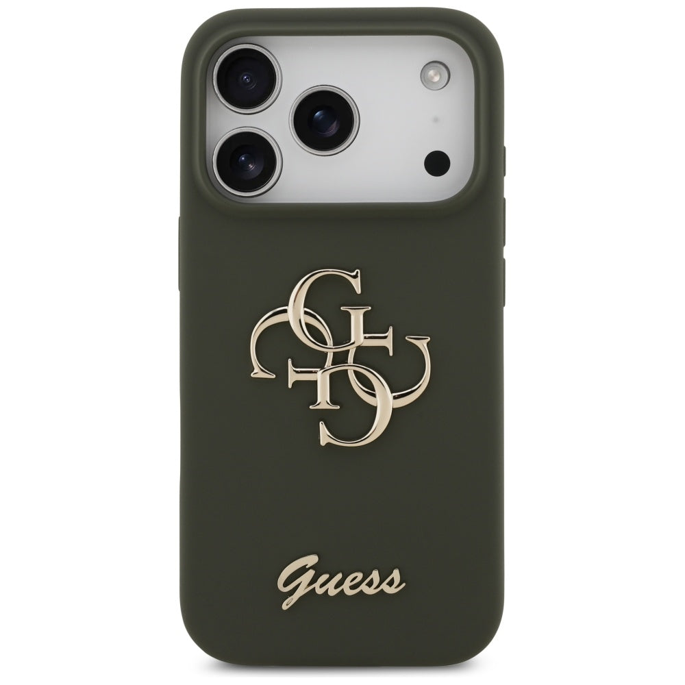 Capa Guess Silicone Big 4G Script - iPhone 17 Pro - Caqui