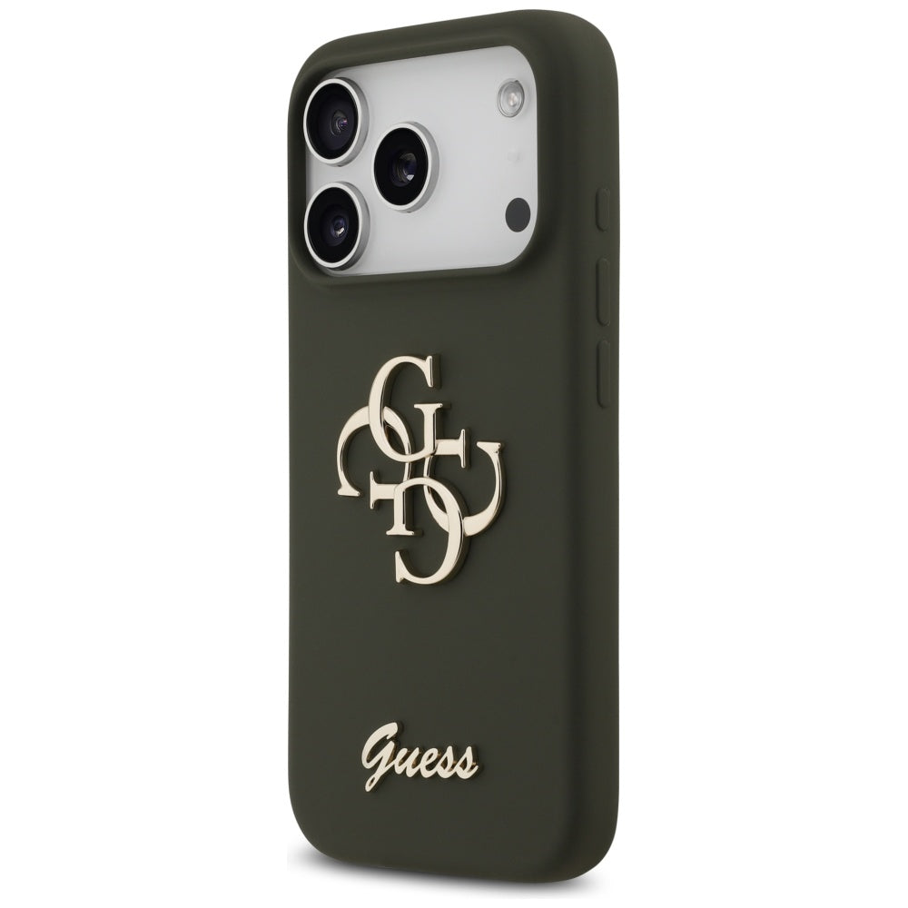 Capa Guess Silicone Big 4G Script - iPhone 17 Pro - Caqui