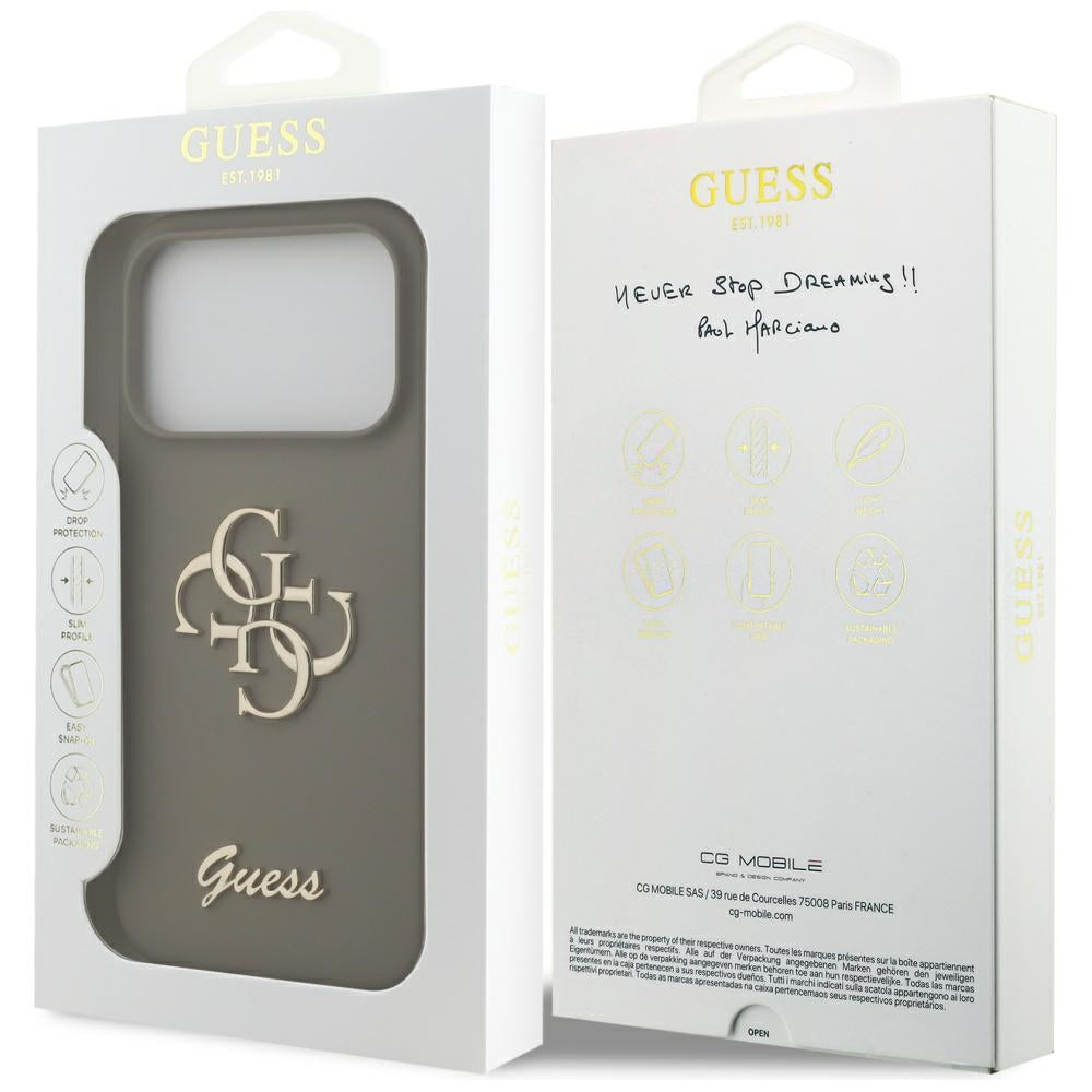 Capa Guess Silicone Big 4G Script - iPhone 17 Pro - Castanho