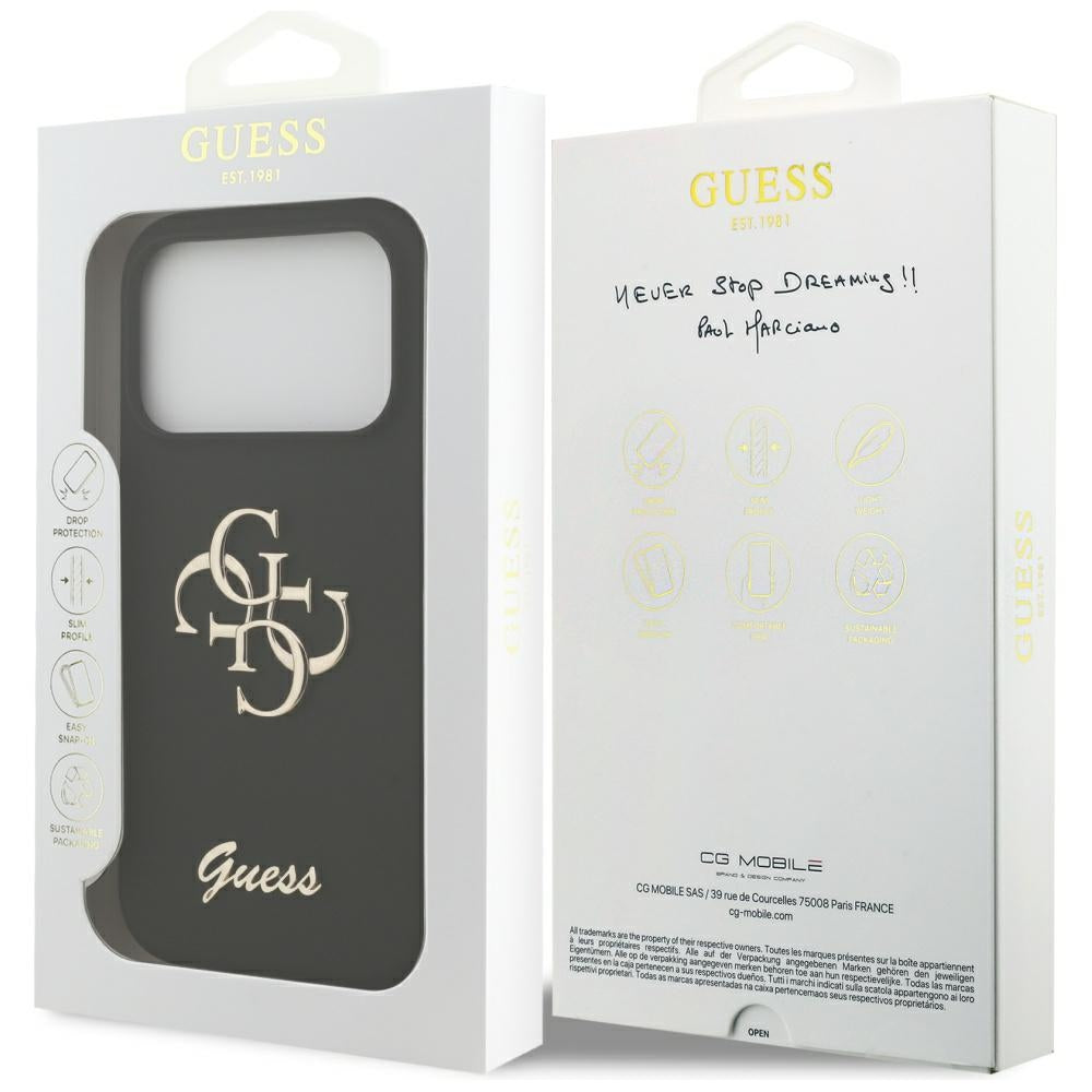 Capa Guess Silicone Big 4G Script - iPhone 17 Pro - Preto