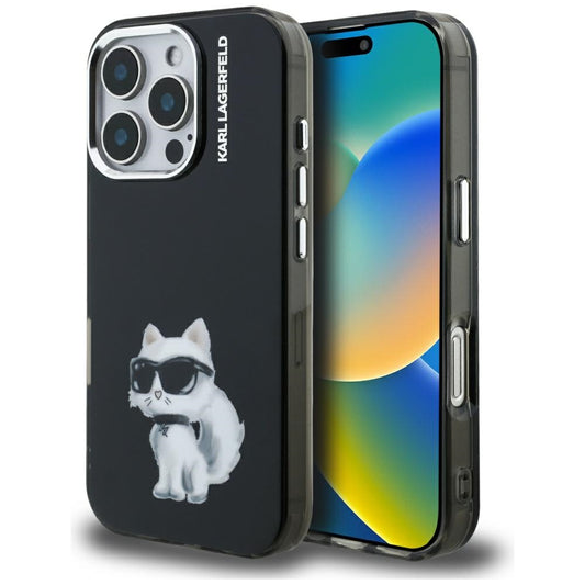 Karl Lagerfeld - IML Aquarelle Choupette Logo (KLHCP16LHMCHAQK) - iPhone 16 Pro - Black