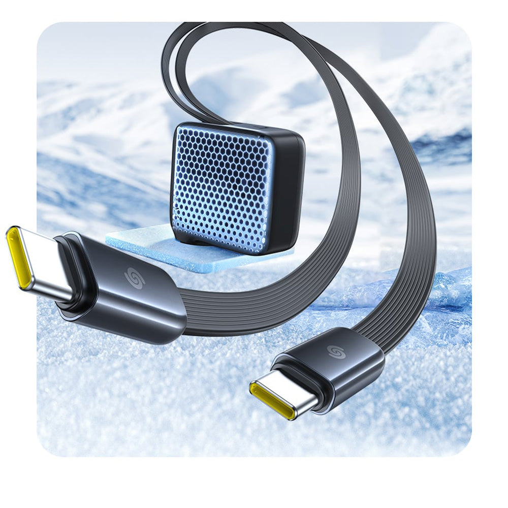 Baseus EnerCore CJ21 - Carregador de Parede 67W com 2 Cabos USB-C Retráteis - Preto