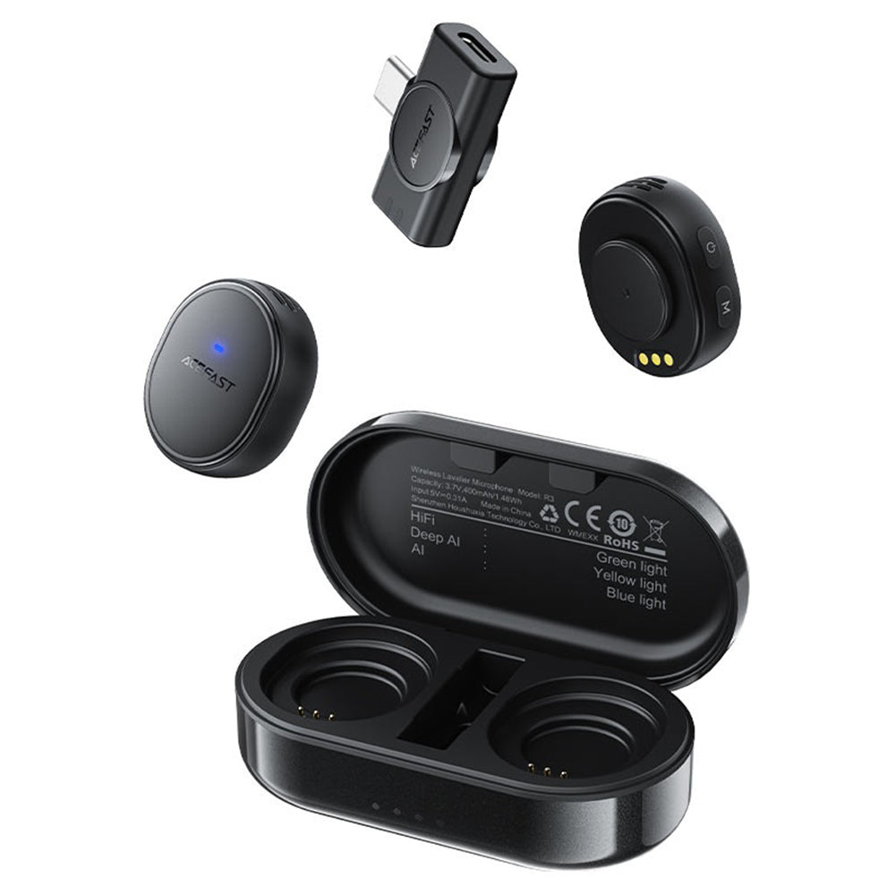 Acefast - Microfones de Lapela Sem Fios (R3) - Preto