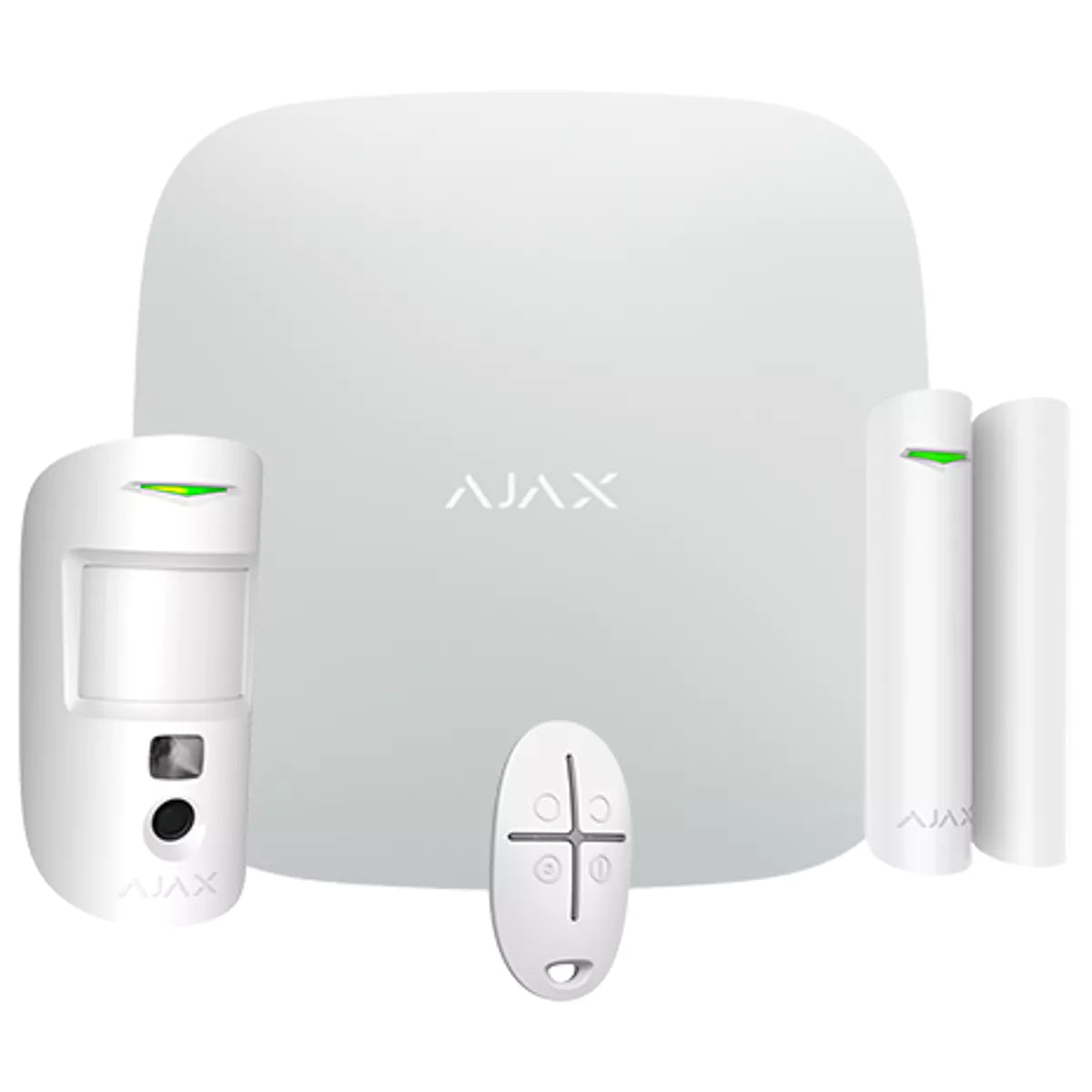 Ajax STARTERKITPLUS-CAM-W - Kit de alarme anti-intrusão profissional c/ comunicação Ethernet/WiFi/4G e sensor com camara - Branco