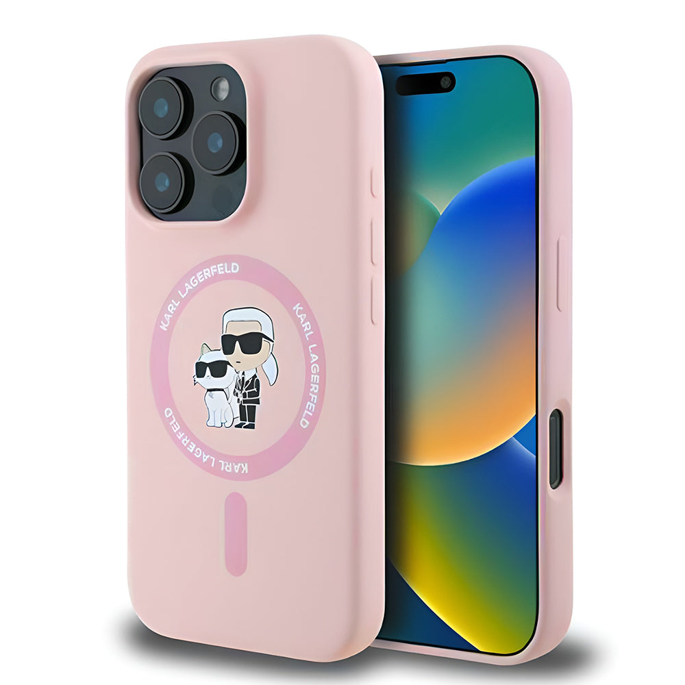 Karl Lagerfeld - Silicone KC Body Ring MagSafe (KLHMP16XSCMKCRHP) - iPhone 16 Pro Max - Pink