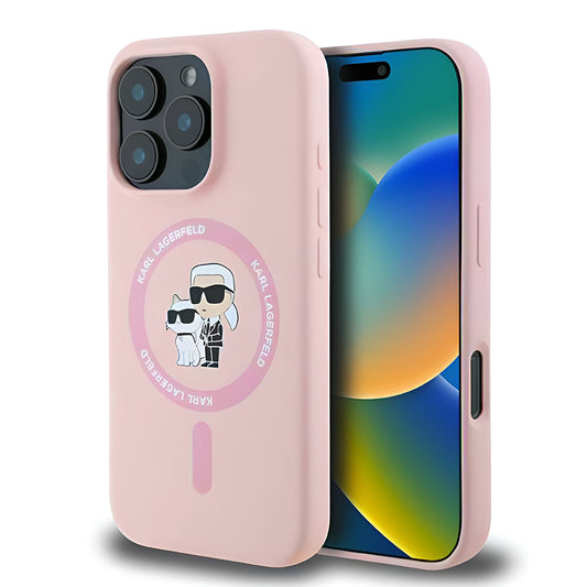 Karl Lagerfeld - Silicone KC Body Ring MagSafe (KLHMP16XSCMKCRHP) - iPhone 16 Pro Max - Pink