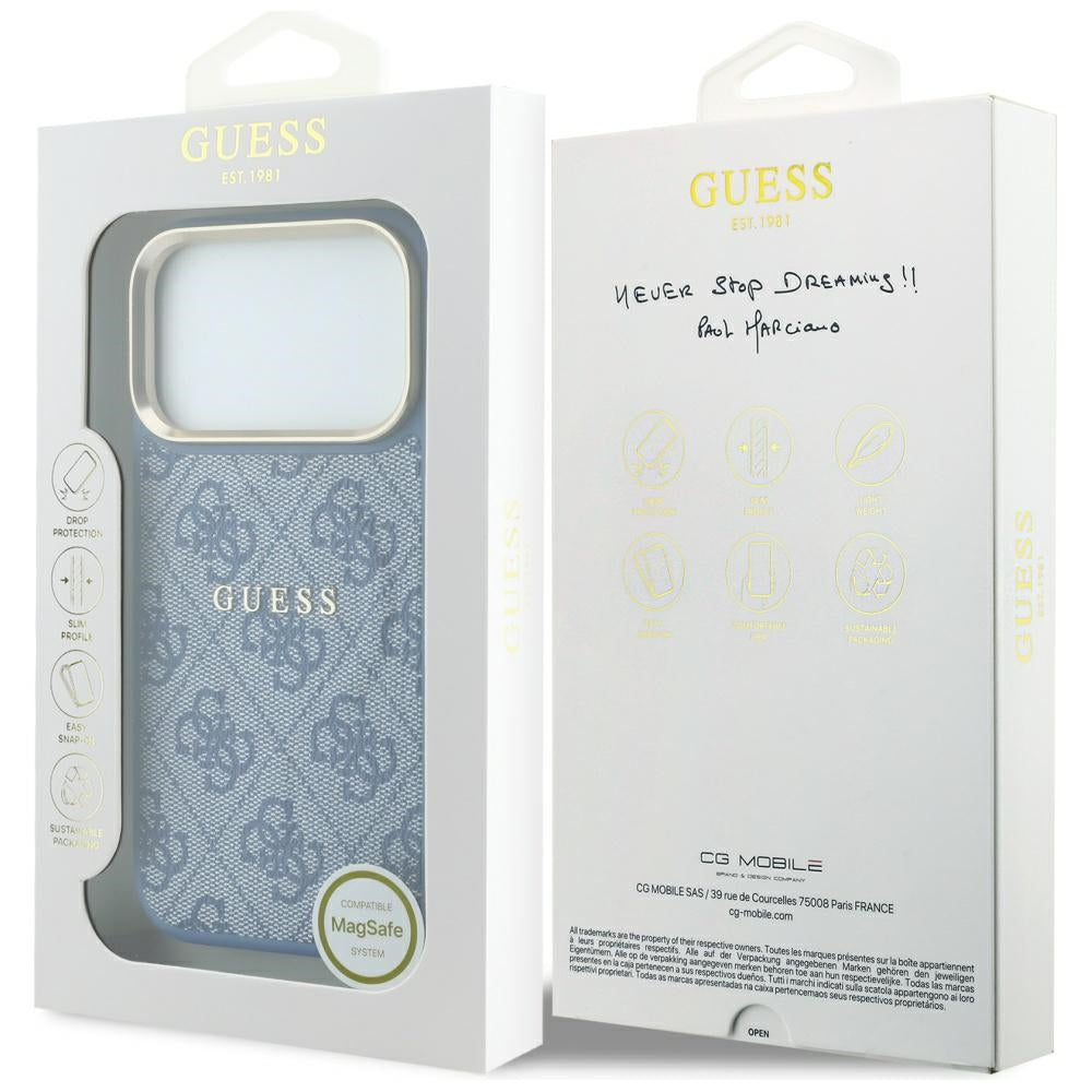 Capa Guess 4G Embossed Classic MagSafe - iPhone 17 Pro Max / 18 Pro Max - Azul