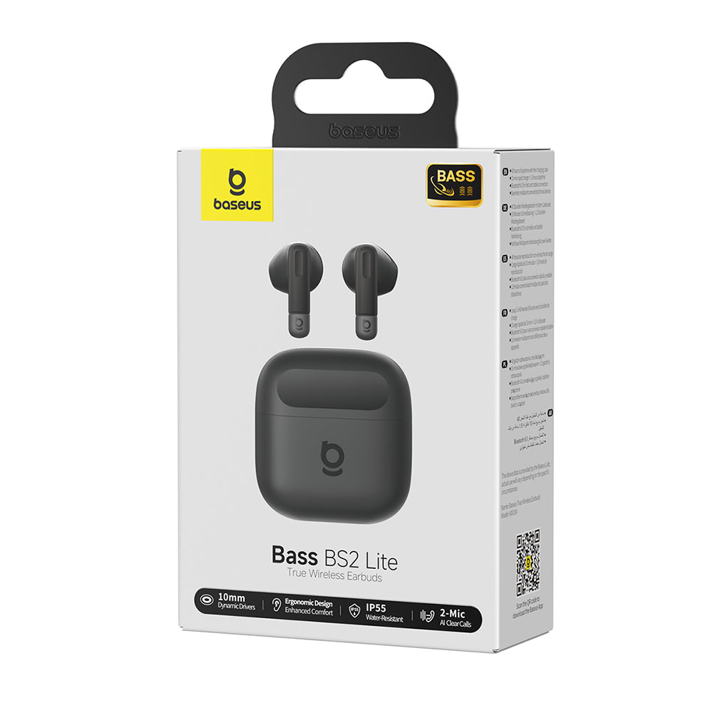 Baseus Bass BS2 Lite - Auriculares Bluetooth 6.0 SuperBass, 40h, IP55 - Preto
