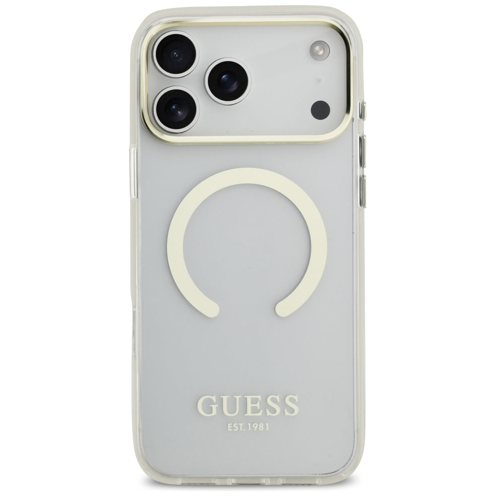 Capa Guess Metal Outline MagSafe - iPhone 17 Pro Max / 18 Pro Max - Dourado