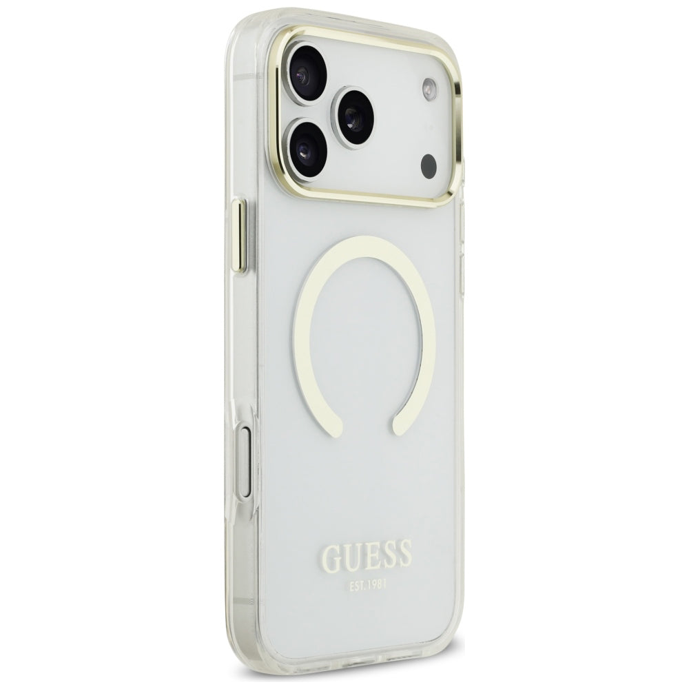 Capa Guess Metal Outline MagSafe - iPhone 17 Pro Max / 18 Pro Max - Dourado