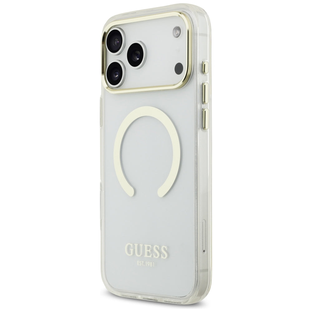 Capa Guess Metal Outline MagSafe - iPhone 17 Pro Max / 18 Pro Max - Dourado