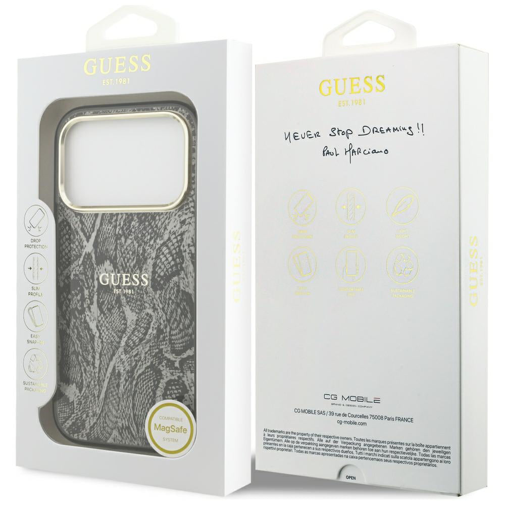 Capa Guess Python Pattern MagSafe - iPhone 17 Pro / 18 Pro - Preto