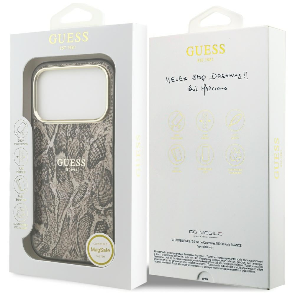 Capa Guess Python Pattern MagSafe - iPhone 17 Pro / 18 Pro - Castanho