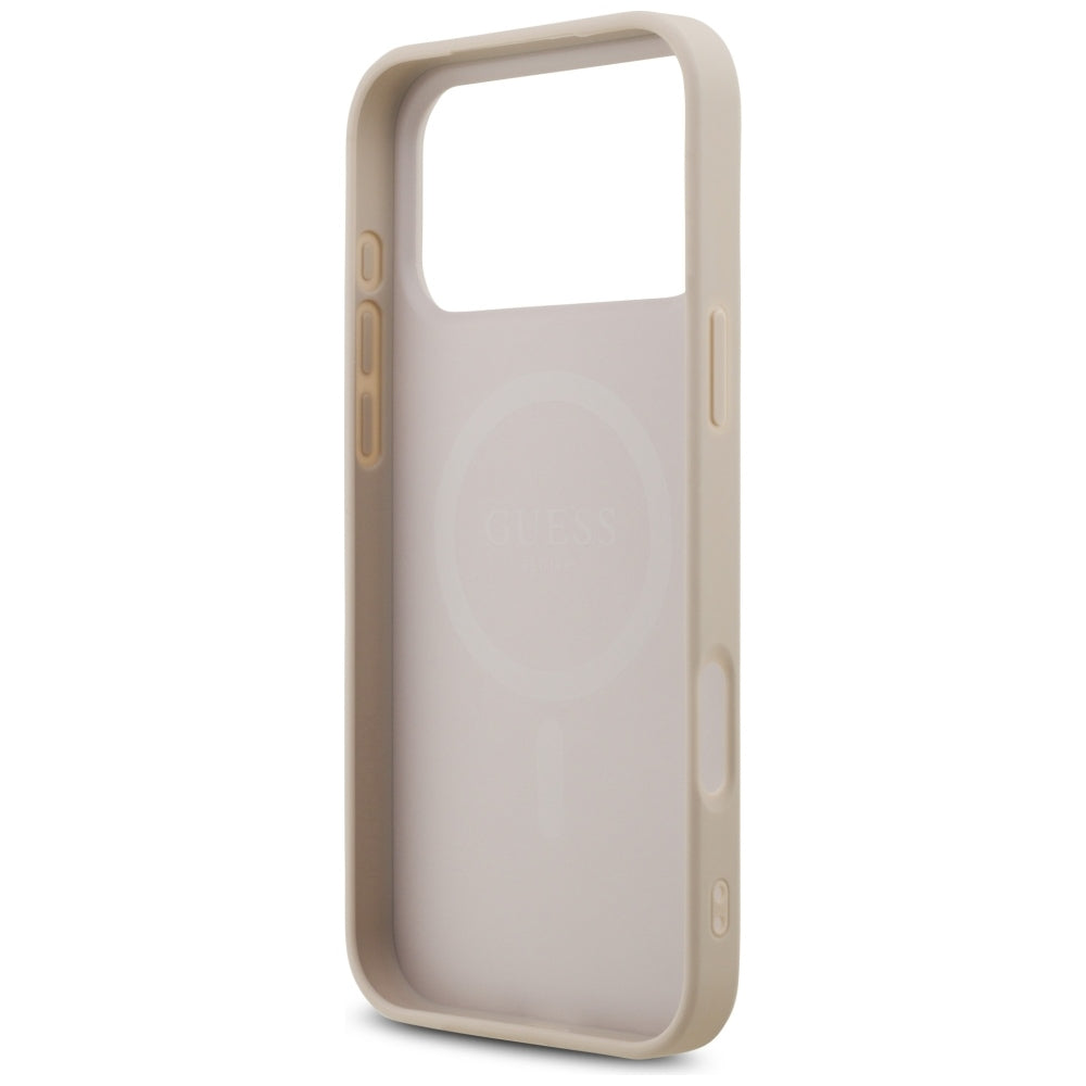 Capa Guess Leather 4G Triangle Strass MagSafe - iPhone 17 Pro Max / 18 Pro Max - Rosa
