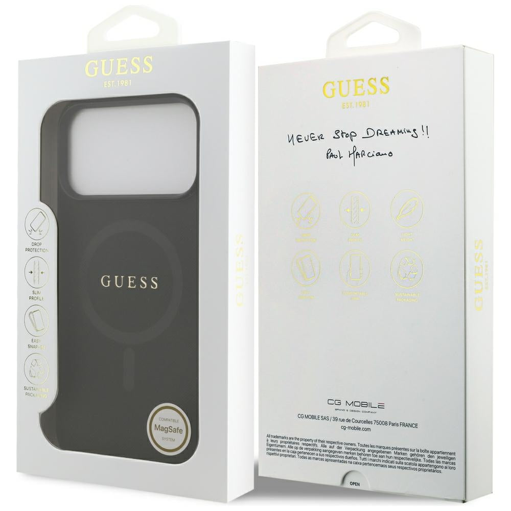 Capa Guess Saffiano MagSafe - iPhone 17 Pro Max / 18 Pro Max - Preto