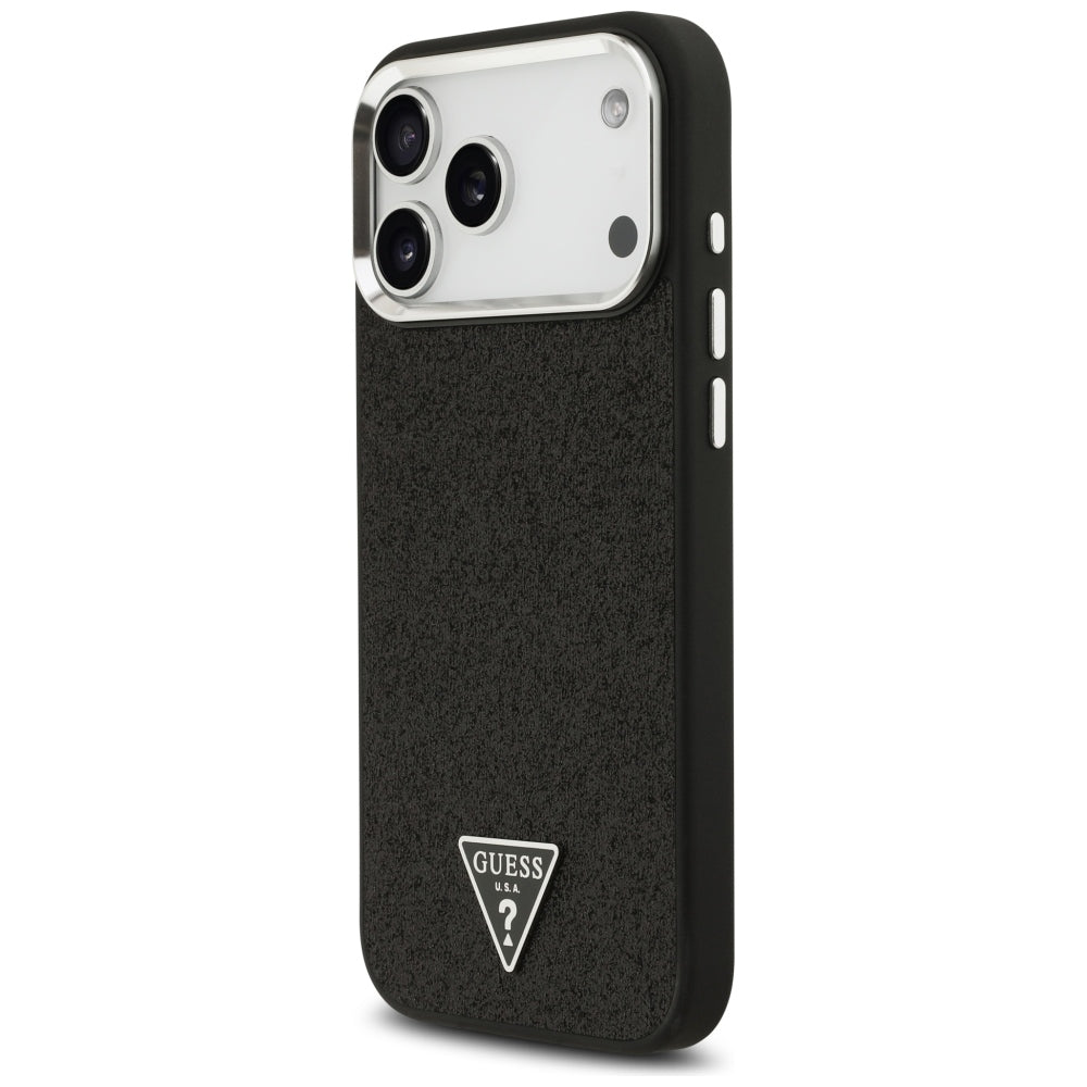 Capa Guess Glitter Triangle Logo MagSafe - iPhone 17 Pro Max / 18 Pro Max - Preto
