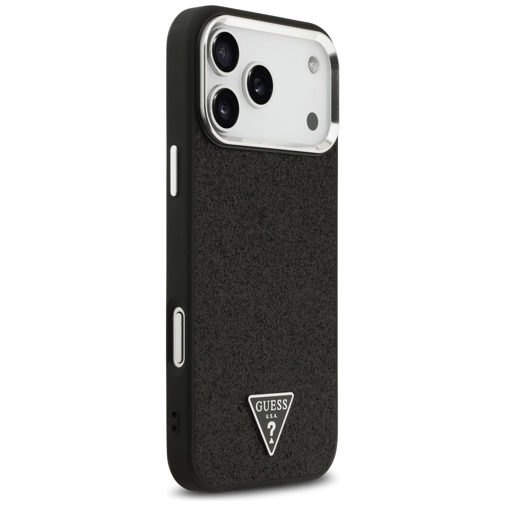 Capa Guess Glitter Triangle Logo MagSafe - iPhone 17 Pro Max / 18 Pro Max - Preto