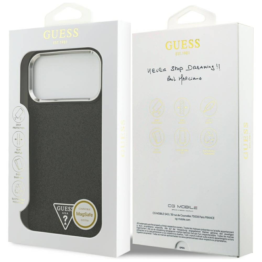 Capa Guess Glitter Triangle Logo MagSafe - iPhone 17 Pro Max / 18 Pro Max - Preto