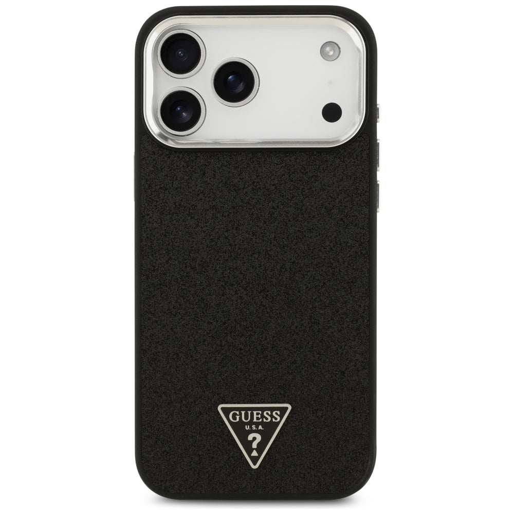 Capa Guess Glitter Triangle Logo MagSafe - iPhone 17 Pro Max / 18 Pro Max - Preto