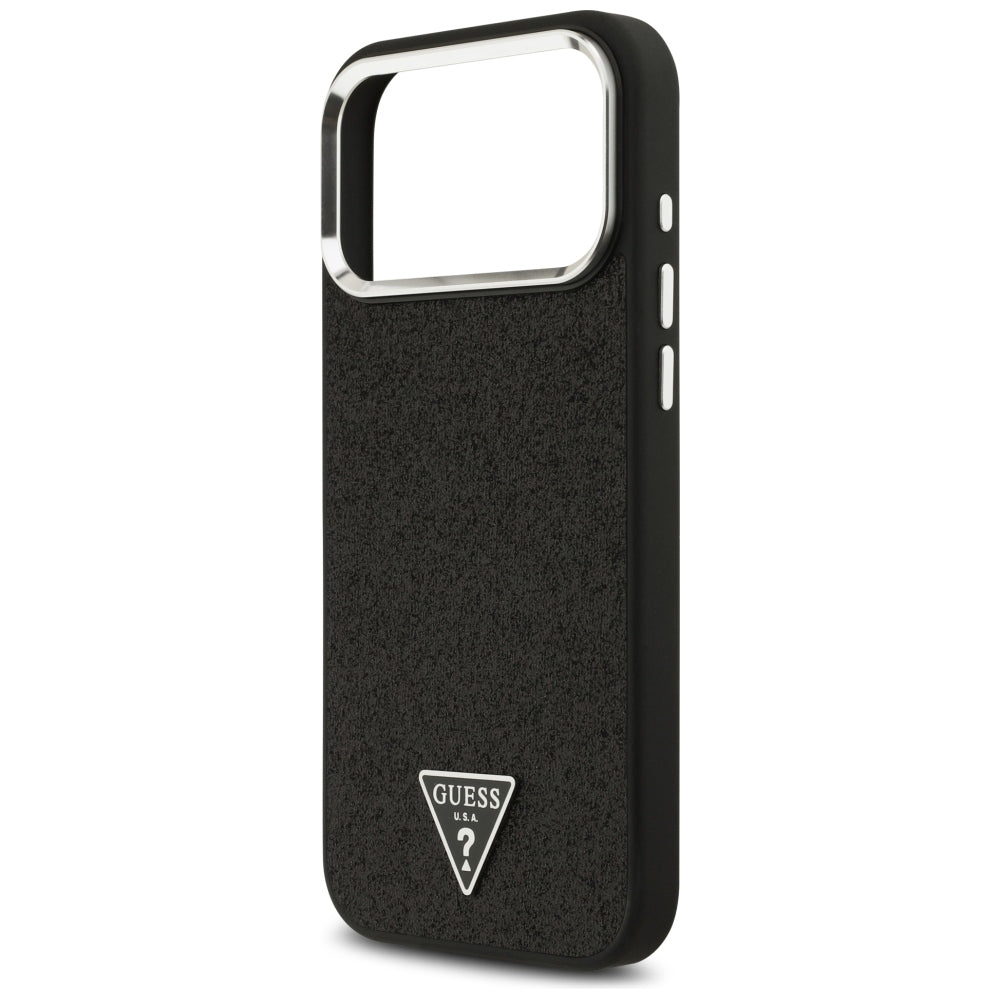 Capa Guess Glitter Triangle Logo MagSafe - iPhone 17 Pro Max / 18 Pro Max - Preto