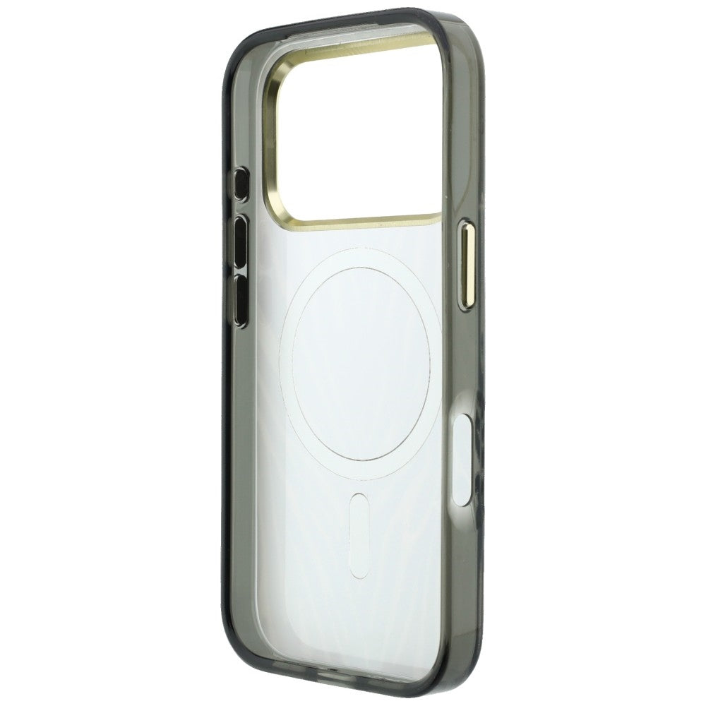 Capa Guess Zebra Glitter Triangle Logo MagSafe - iPhone 17 Pro Max / 18 Pro Max - Preto / Prateado