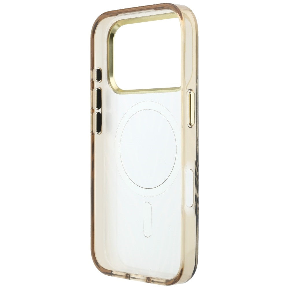 Capa Guess Zebra Glitter Triangle Logo MagSafe - iPhone 17 Pro / 18 Pro - Preto / Dourado