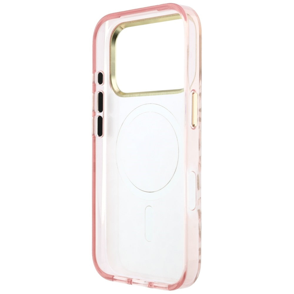 Capa Guess Leopard Glitter Triangle Logo MagSafe - iPhone 17 Pro Max / 18 Pro Max - Rosa