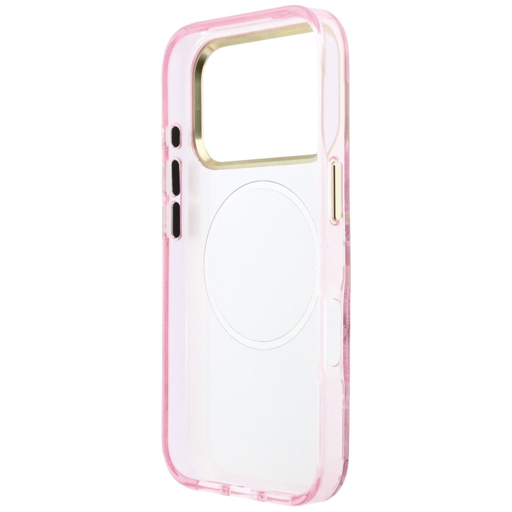 Capa Guess IML Glitter Blossom Roses MagSafe - iPhone 17 Pro / 18 Pro - Rosa