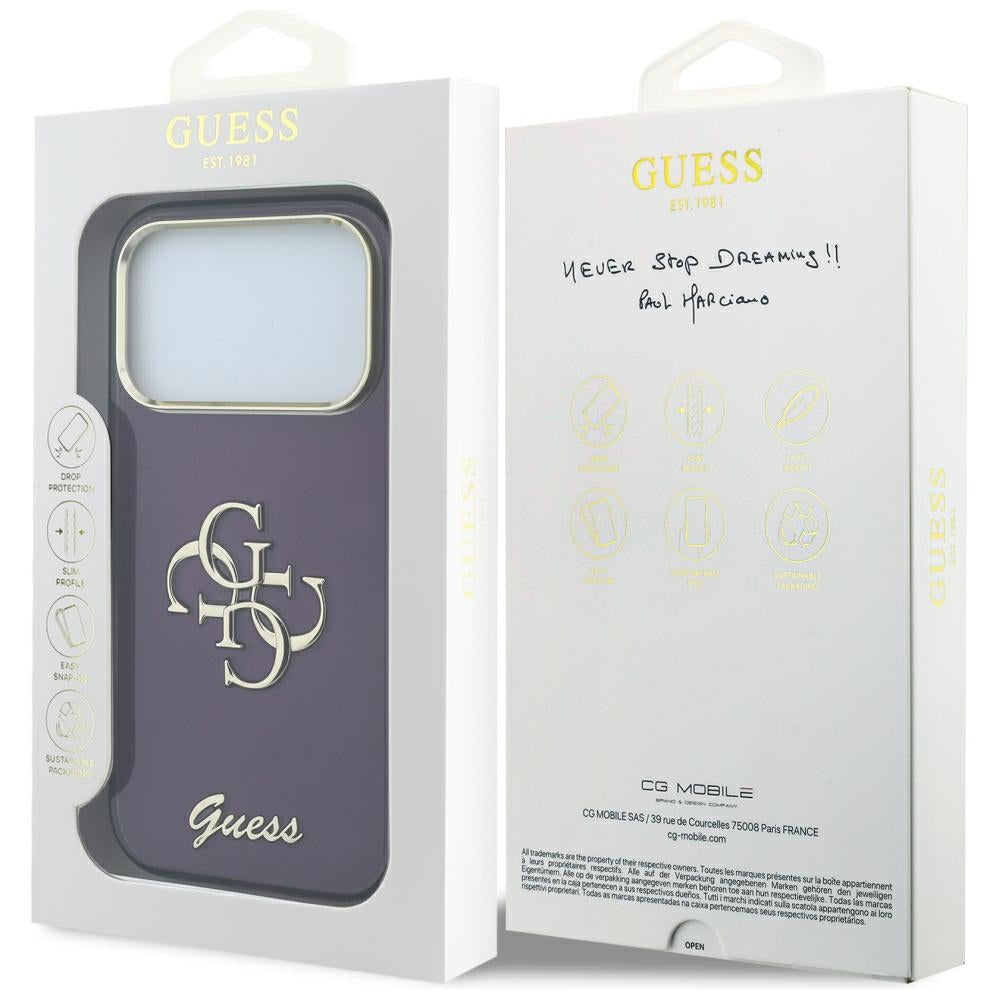 Capa Guess IML 4G Metal Script - iPhone 17 Pro / 18 Pro - Bordeaux