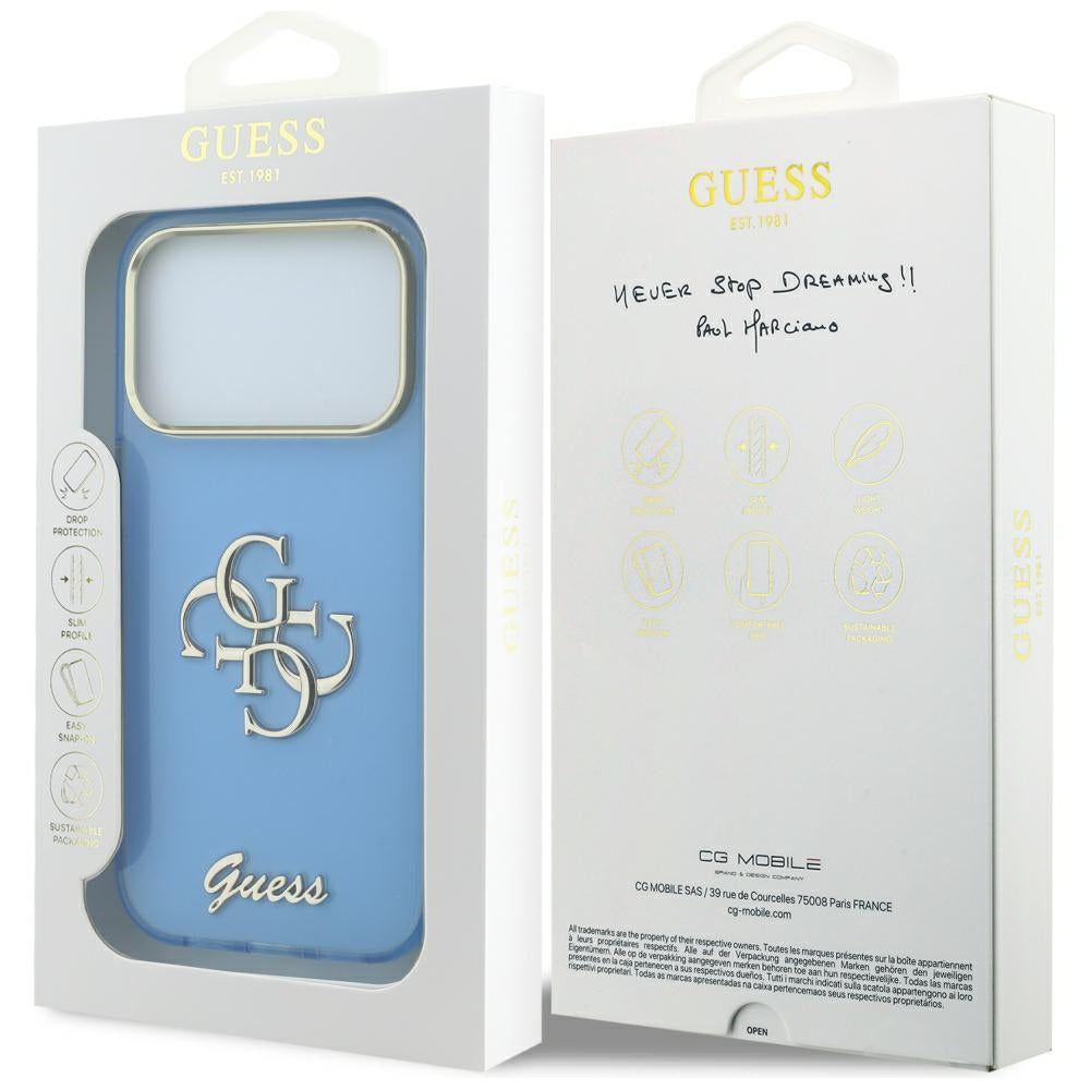 Capa Guess IML 4G Metal Script - iPhone 17 Pro / 18 Pro - Azul-claro