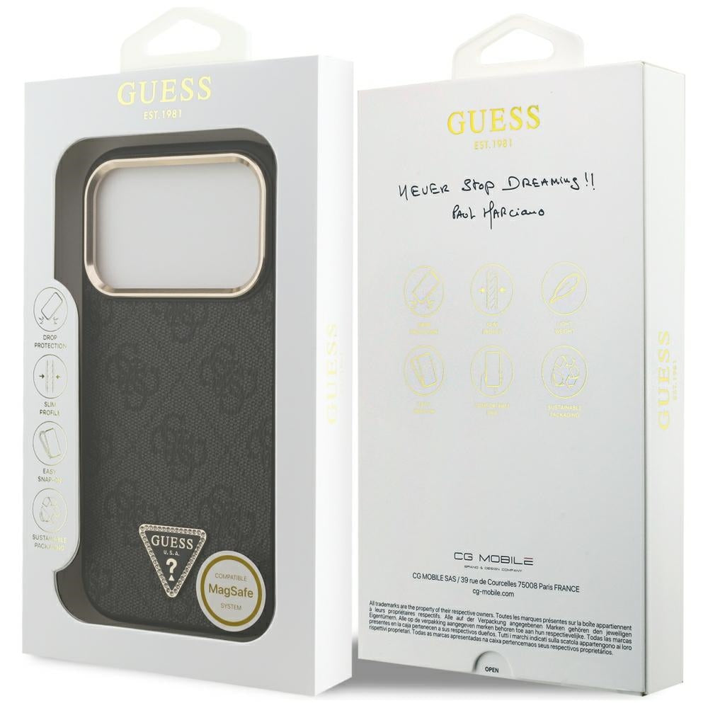 Capa Guess Hardcase 4G Triangle Logo MagSafe - iPhone 17 Pro / 18 Pro - Preto