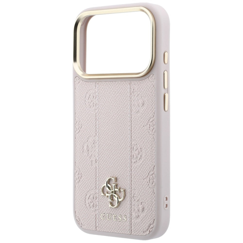 Capa Guess Leather Stripe Peony 4G MagSafe - iPhone 17 Pro / 18 Pro - Rosa