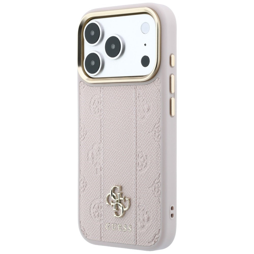 Capa Guess Leather Stripe Peony 4G MagSafe - iPhone 17 Pro / 18 Pro - Rosa