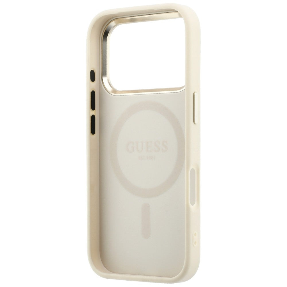 Capa Guess Saffiano Small 4G Classic MagSafe - iPhone 17 Pro Max / 18 Pro Max - Bege