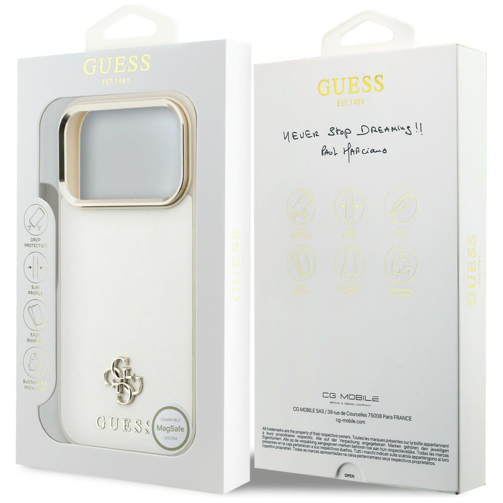 Capa Guess Saffiano Small 4G Classic MagSafe - iPhone 17 Pro Max / 18 Pro Max - Bege